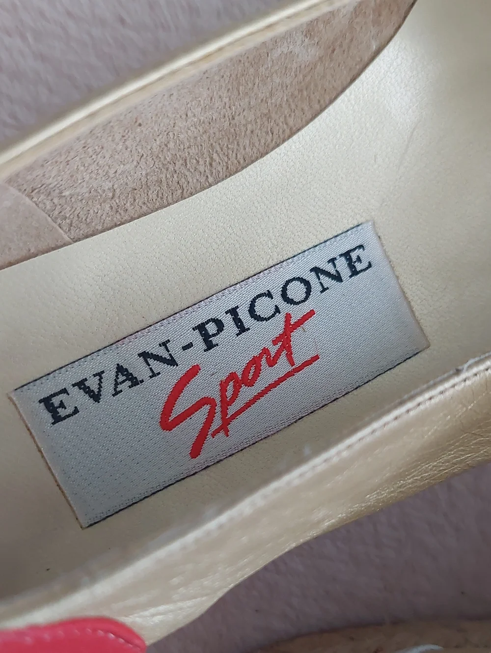 EVAN PICONE SPORT Peep-Toe Espadrille Wedges in Colors Navy, Gold, White & Red